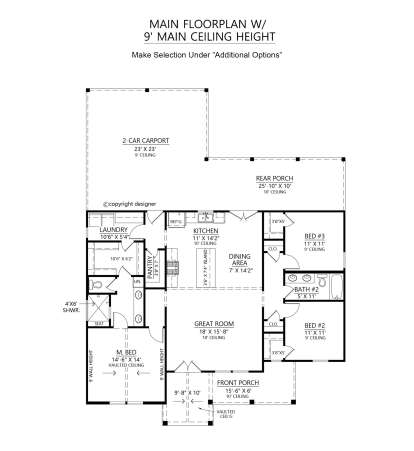 Main Floor w/ Optional 9ft Ceilings  for House Plan #4534-00143