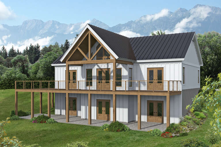 House Plan House Plan #33790 Angled Rear Elevation  