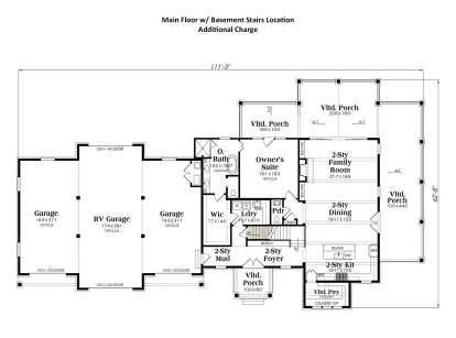 Main Floor w/ Basement Stairs Location for House Plan #009-00457