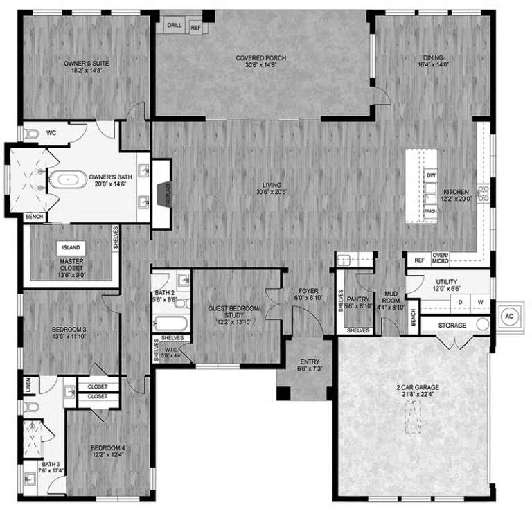House Plan House Plan #33803 Drawing 1