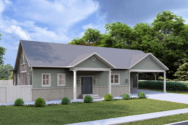 House Plan House Plan #33812 Angled Front Elevation