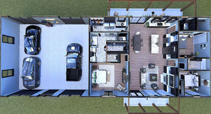 Overhead First Floor for House Plan #1776-00166