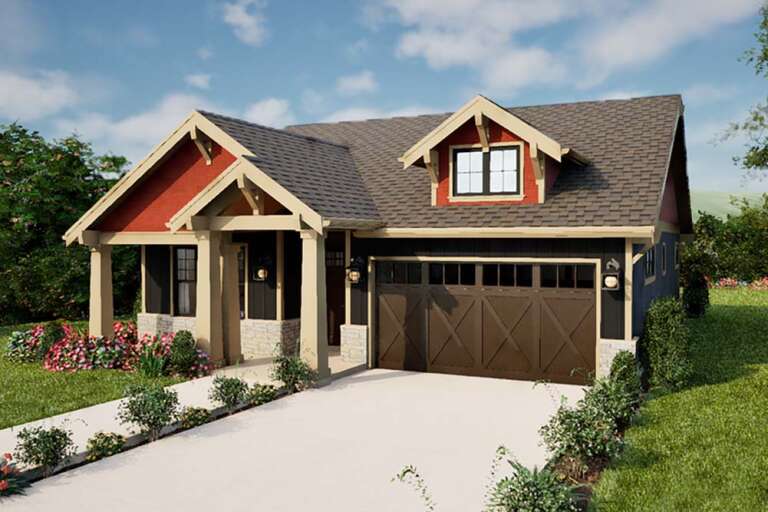 House Plan House Plan #33831 Angled Front Elevation