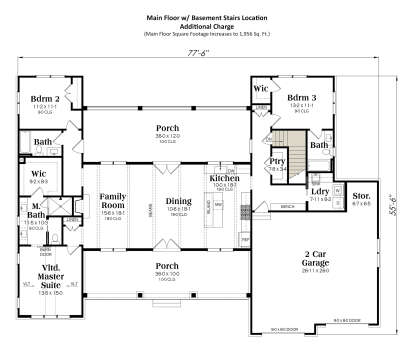 Main Floor w/ Basement Stair Location for House Plan #009-00460