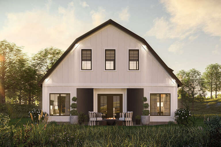 House Plan House Plan #33838 Front Elevation at Dusk
