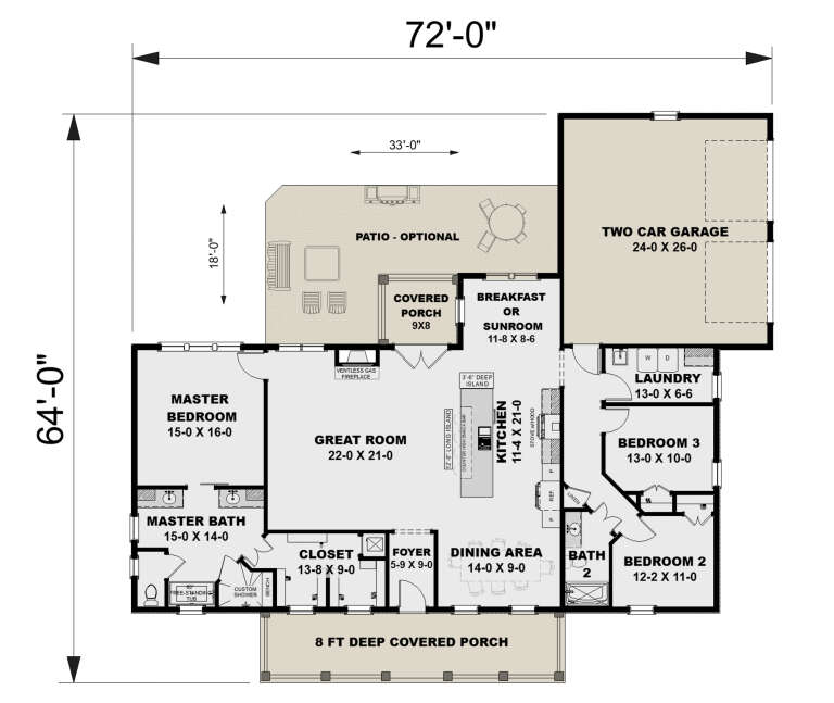 House Plan House Plan #33847 Drawing 1