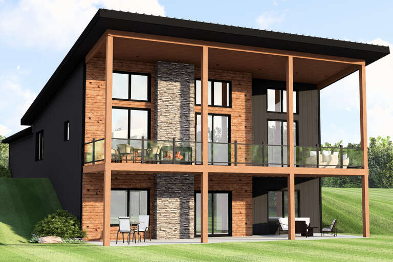 House Plan House Plan #33855 Angled Rear Elevation  