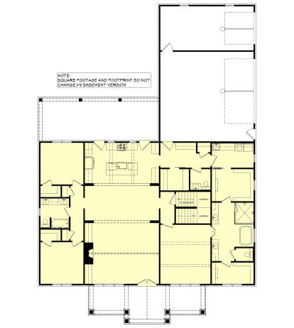 Main Floor w/ Basement Stairs Location for House Plan #041-00402