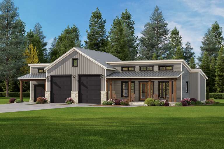 House Plan House Plan #33917 Angled Front Elevation
