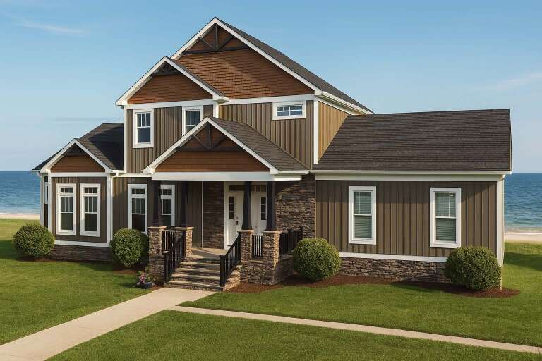 House Plan House Plan #33926 Angled Front Elevation