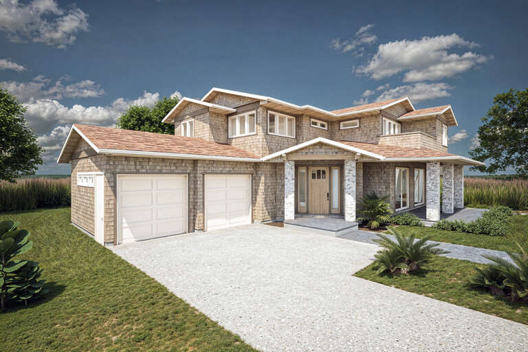 House Plan House Plan #33929 Angled Front Elevation