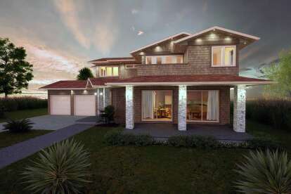 Contemporary House Plan #5984-00035 Elevation Photo