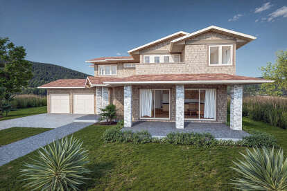 Contemporary House Plan #5984-00035 Elevation Photo
