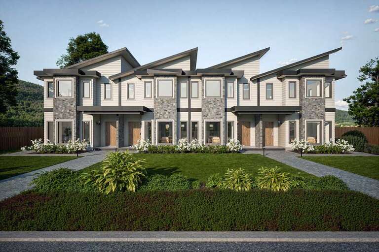 Contemporary Fourplex Plan - 1,972 Square Feet, 2-3 Bedrooms, 2.5 ...