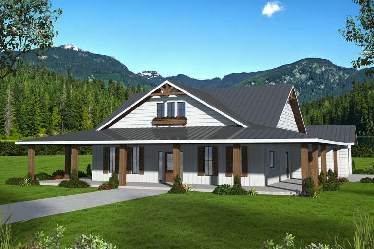 House Plan House Plan #33936 Angled Front Elevation