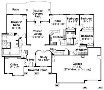 Floorplan 1 for House Plan #035-00409