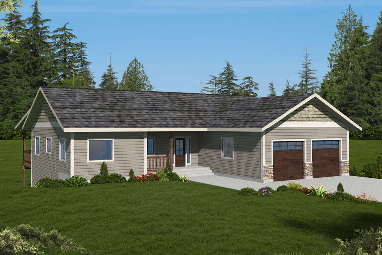 House Plan House Plan #33949 Angled Front Elevation