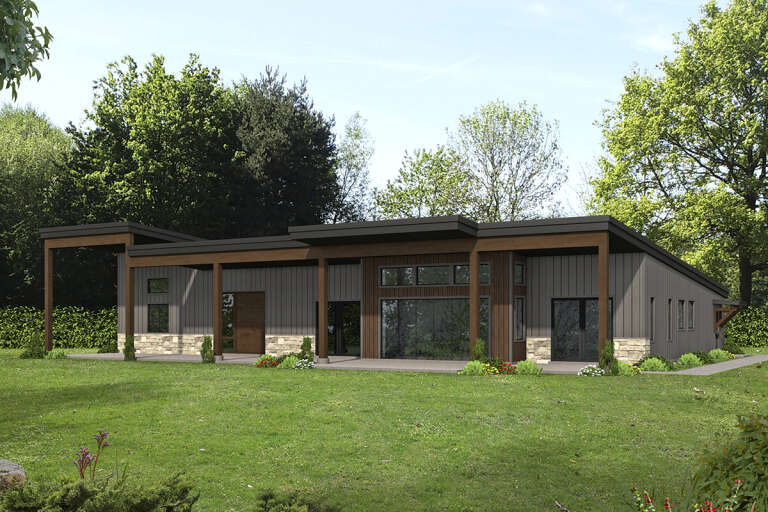 House Plan House Plan #33950 Angled Front Elevation