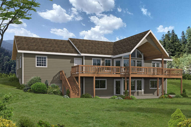 House Plan House Plan #33953 Angled Rear Elevation  