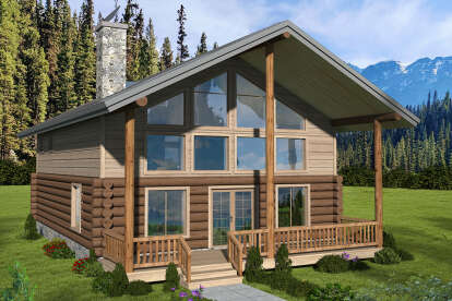 Log House Plan #039-00806 Elevation Photo