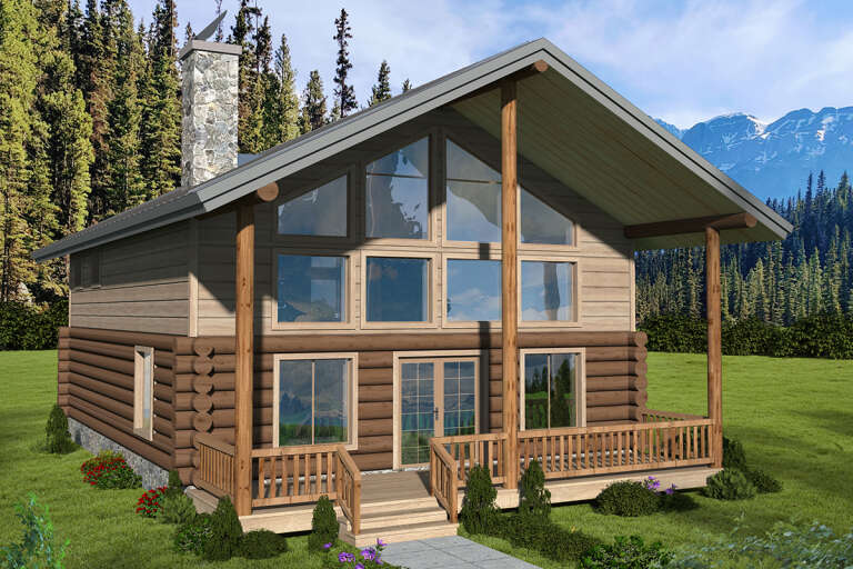 House Plan House Plan #33967 Angled Front Elevation