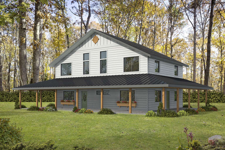 House Plan House Plan #33968 Angled Front Elevation
