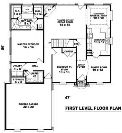 Floorplan 1 for House Plan #053-00451