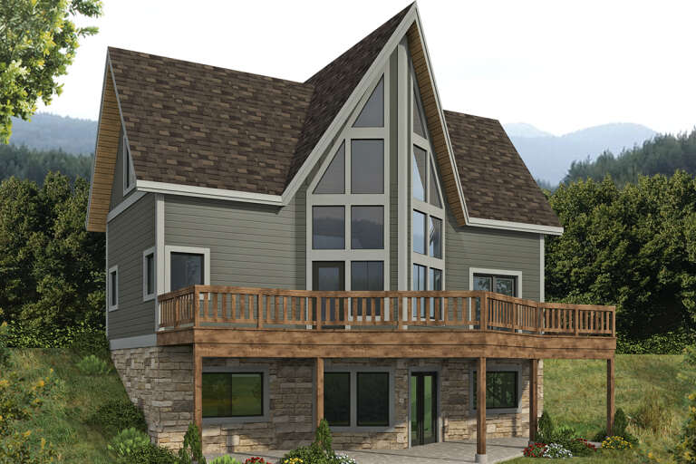 House Plan House Plan #33970 Angled Rear Elevation  