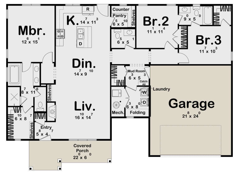 House Plan House Plan #33981 Drawing 1