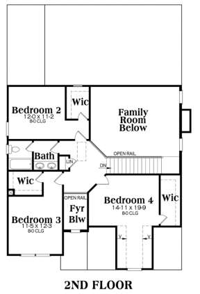Second Floor for House Plan #009-00017