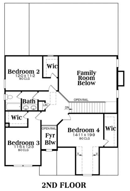 Second Floor for House Plan #009-00017