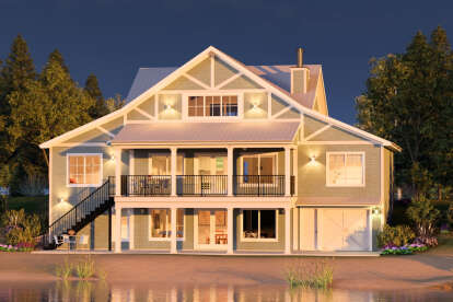 Lake Front House Plan #3125-00033 Elevation Photo