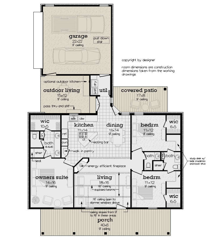 House Plan House Plan #34026 Drawing 1