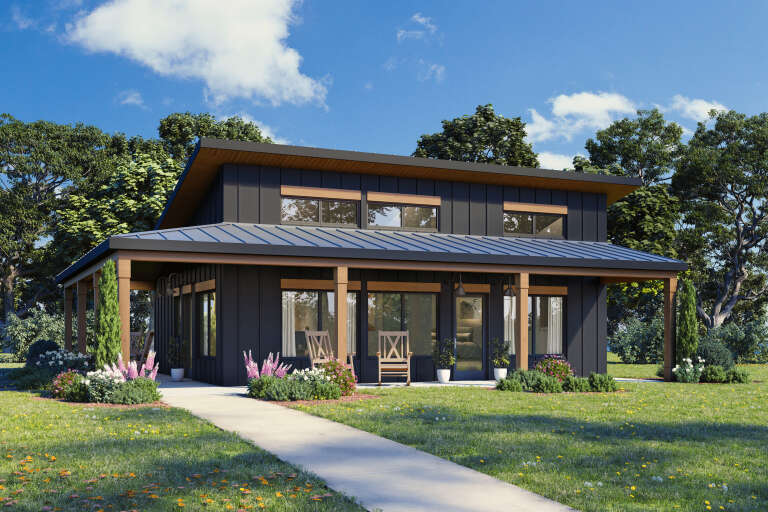 House Plan House Plan #34050 Angled Front Elevation