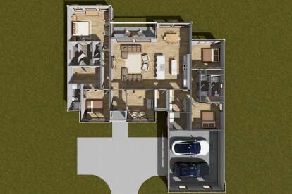 Overhead Floor Plan for House Plan #4848-00500