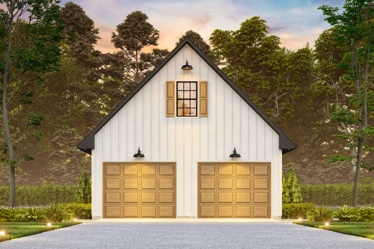 House Plan House Plan #34072 Front Elevation at Dusk