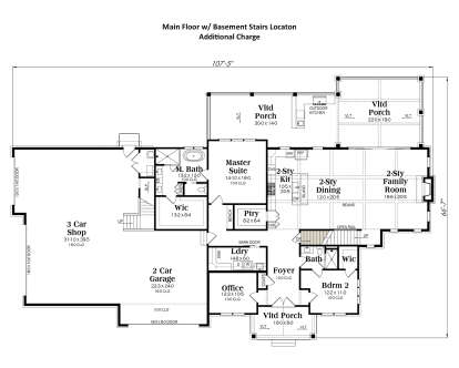 Main Floor w/ Basement Stairs Location for House Plan #009-00465