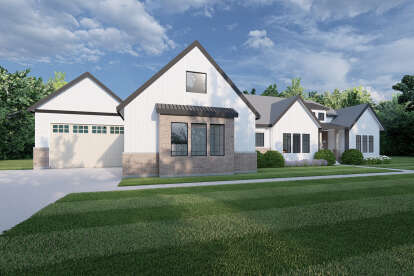 Modern Transitional House Plan #6422-00104 Elevation Photo