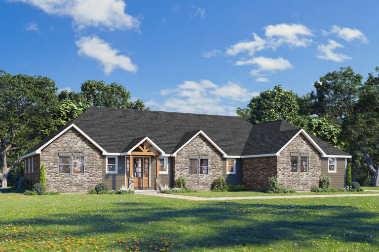 House Plan House Plan #34122 Angled Front Elevation