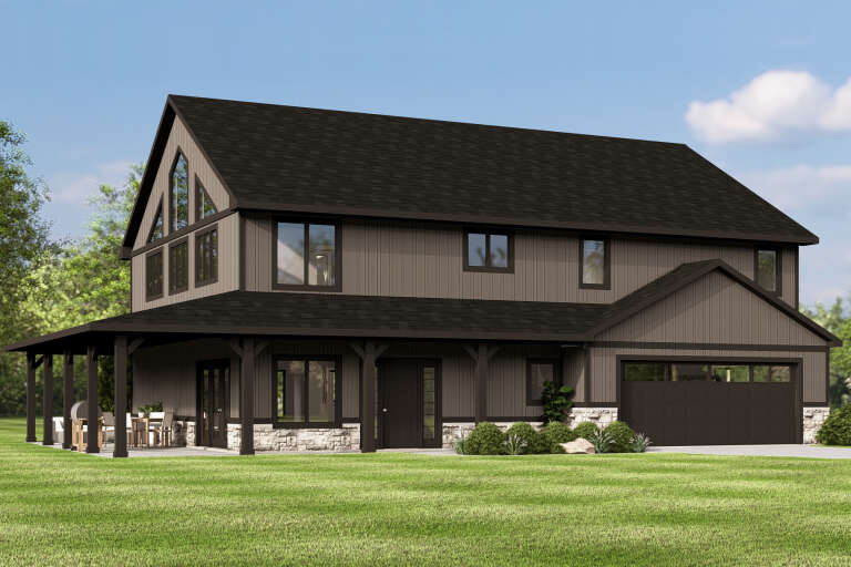 House Plan House Plan #34130 Angled Front Elevation