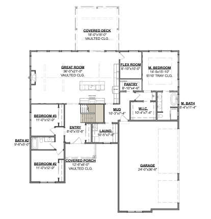 Main Floor w/ Basement Stairs Location for House Plan #1462-00193