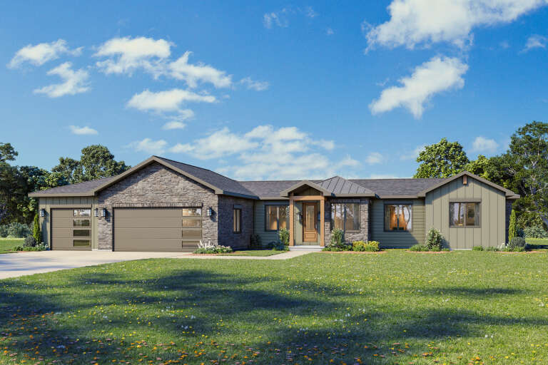 House Plan House Plan #34174 Angled Front Elevation