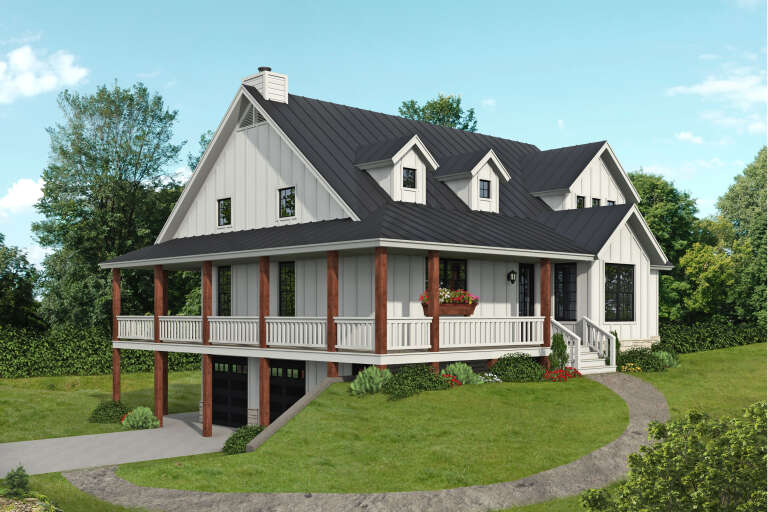 House Plan House Plan #34206 Angled Front Elevation