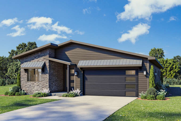 House Plan House Plan #34218 Angled Front Elevation
