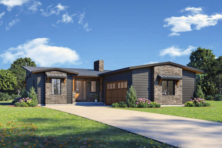 House Plan House Plan #34219 Angled Front Elevation