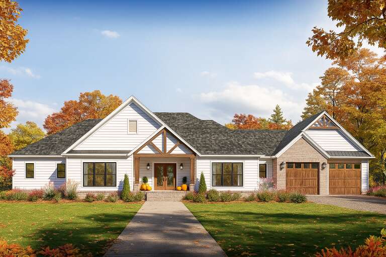 House Plan House Plan #34232 Front Elevation - Fall