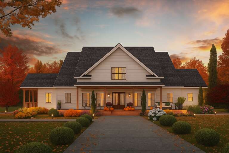 House Plan House Plan #34250 Front Elevation - Fall