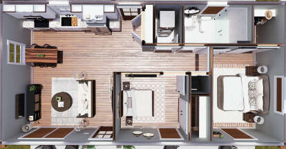 Overhead First Floor for House Plan #1776-00168