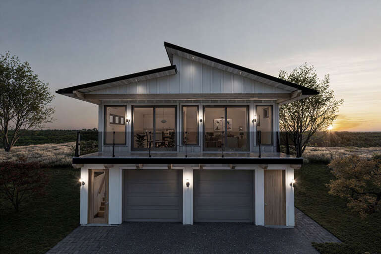 Modern 2 Car Garage Plan - 2,305 Square Feet, 2 Bedrooms, 1 Bathroom ...