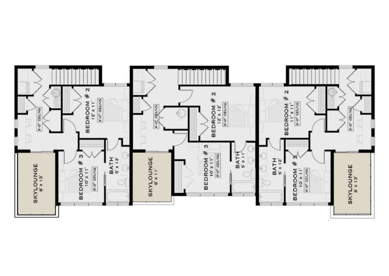 Modern Triplex Plan - 1,371 Square Feet, 3 Bedrooms, 2.5 Bathrooms ...